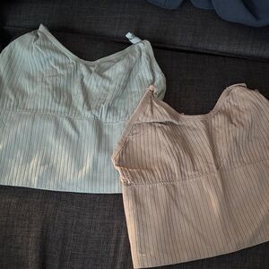 Ribbed Athletic Tank Tops in Gray/Blue and Tan